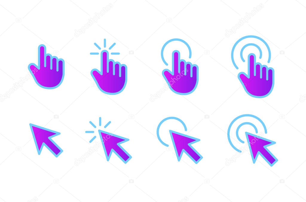 Gradient cursor icon set.