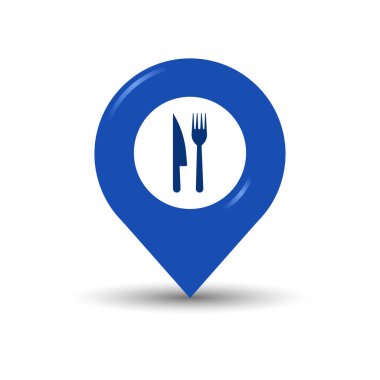 Lokanta simgesiyle harita broşu.