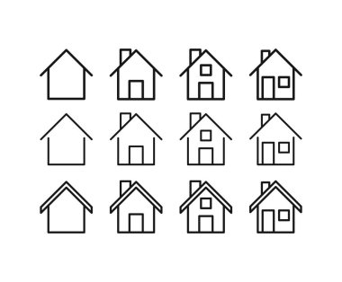 Siyah ev simgesi seti.