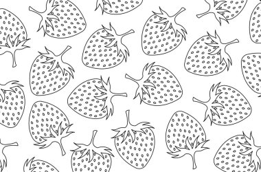 Çilek vektörü siyah beyaz arkaplan.