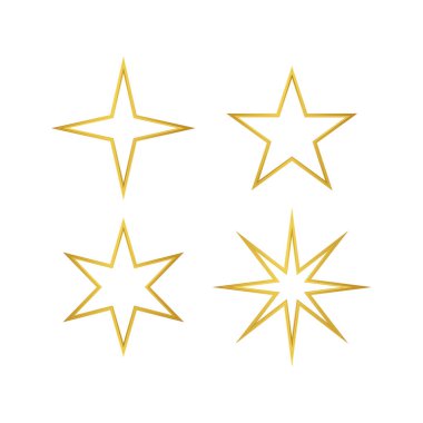 Altın yıldız simgesi seti.