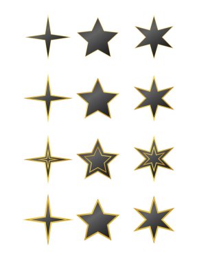 Sarı ve siyah yıldız simgesi kümesi.