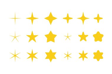 Sarı yıldız simgesi seti.