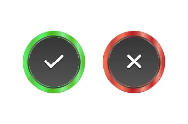 Kırmızı ve yeşil kontrol işaretleri, doğru ve yanlış.