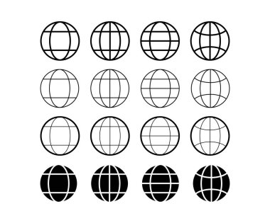 siyah küre simge seti.