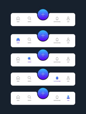 Sekme çubuğu, gezinme çubuğu seti, uygulama tasarımı, UI tasarımı, uygulama simgeleri.