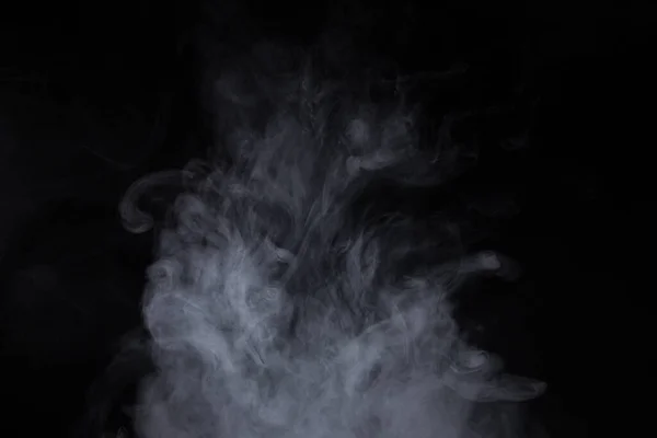 Chmura Białego Dymu Czarnym Tle Zbliżenie — Zdjęcie stockowe
