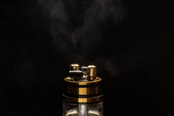 Vape Close Smoke Black Background — Stock Photo, Image