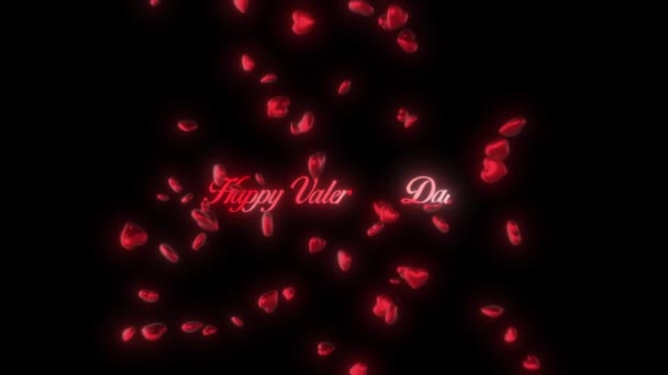Animación San Valentín Forma Corazones Rojos Sobre Fondo Oscuro — Vídeo de stock