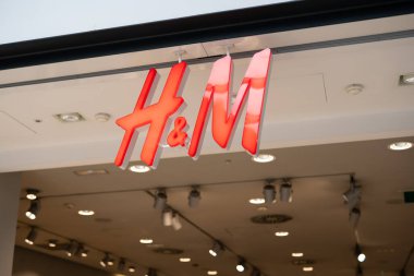 Tarragona, Spain - February 08 2023: HM shop sign.