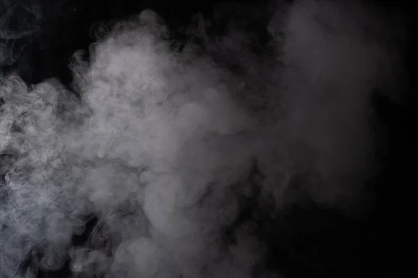 Nuvola Fumo Bianco Sfondo Nero Primo Piano — Foto Stock