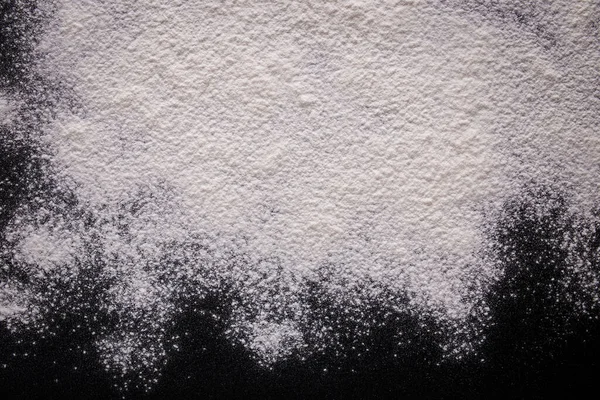 White Scattered Flour Black Background Flour Texture — Photo