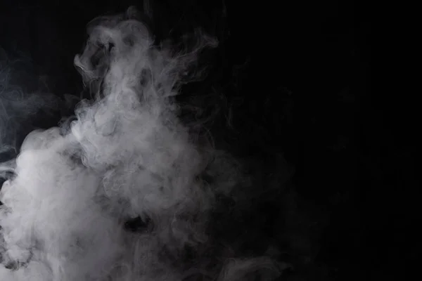 Nuvola Fumo Bianco Sfondo Nero Primo Piano — Foto Stock