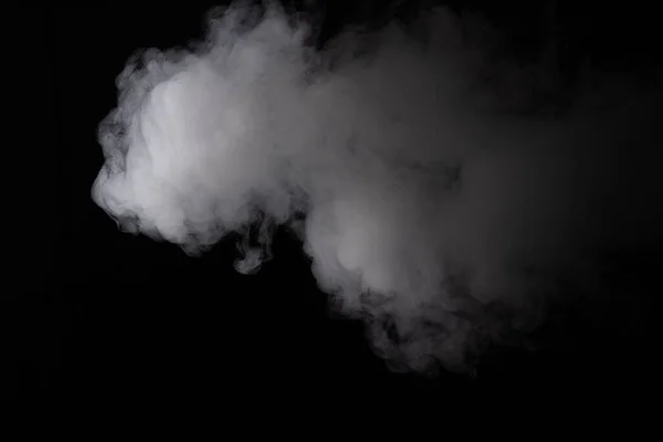 Nuvem Fumaça Branca Fundo Preto Close — Fotografia de Stock