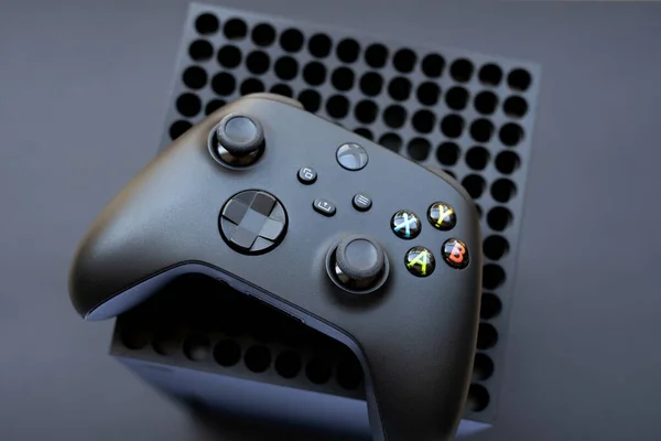 Joystick Controlador Para Jogar Novo Xbox Série Console Kiev Ucrânia — Fotografia de Stock