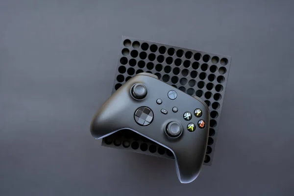 stock image Joystick controller for playing on the new xbox series x console. Kiev, Ukraine - April 21, 2021