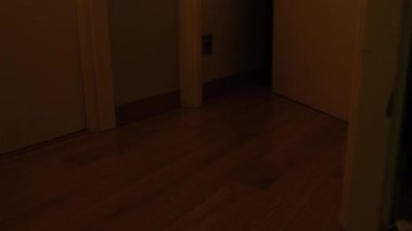 Evdeki hırsız, polisten kaçıyor. Mavi kırmızı polis ışığı.