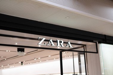 Tarragona, Spain - February 08 2023: Zara logo on Zaras shop.