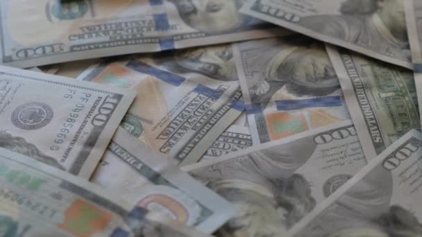 Egydolláros Bankjegyek Szerkezete Száz Dollár Közelkép Makró — Stock videók