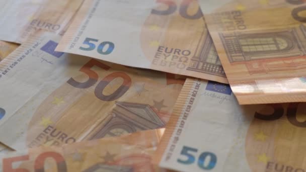 Bankbiljetten Coupure Euro Close Tafel — Stockvideo