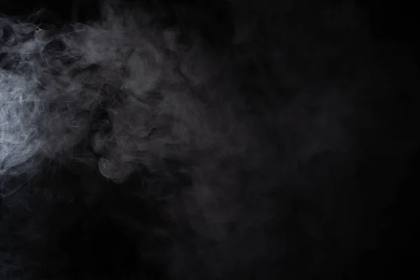 Nuage Fumée Blanche Sur Fond Noir Gros Plan — Photo