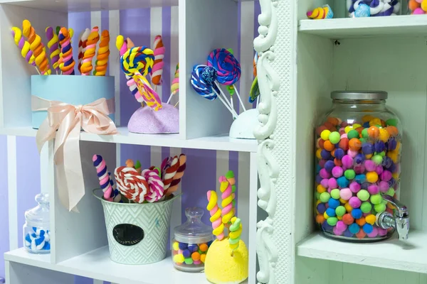 Candy Bar Sladkými Sladkostmi Close — Stock fotografie