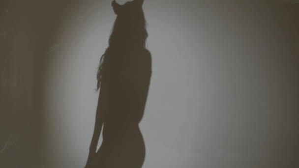 Silhouette Una Donna Danzante Con Una Bella Figura Uno Sfondo — Video Stock
