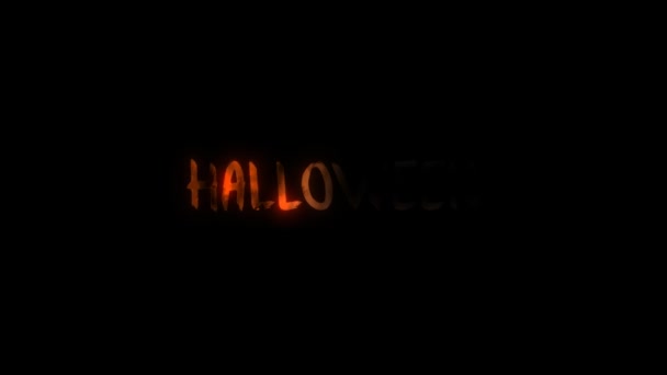 Animación Letras Halloween Fuego Sobre Fondo Negro Concepto Halloween — Vídeo de stock