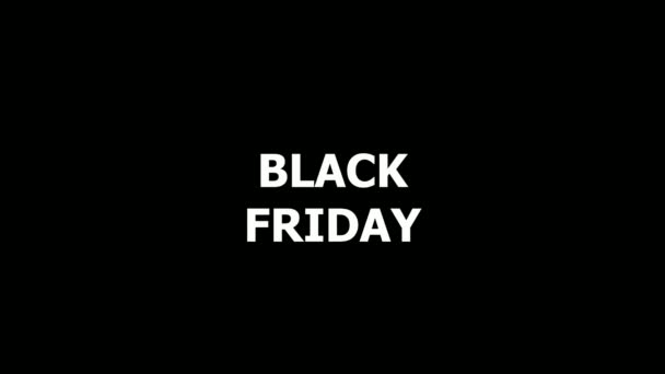 Black Friday Animatie Witte Letters Een Zwarte Achtergrond — Stockvideo