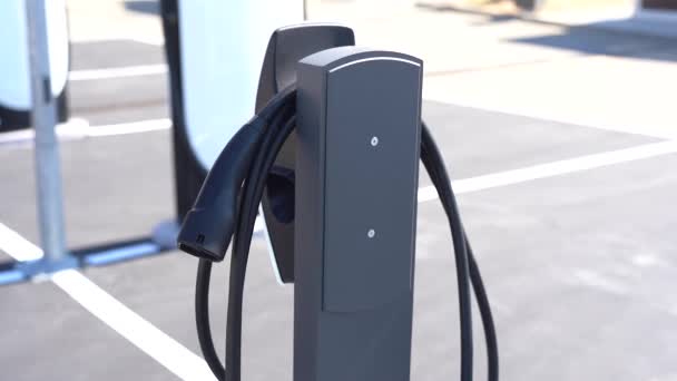 Tarragona Spain September 2023 Electric Car Charging Station Tesla Supercharger — Stock Video