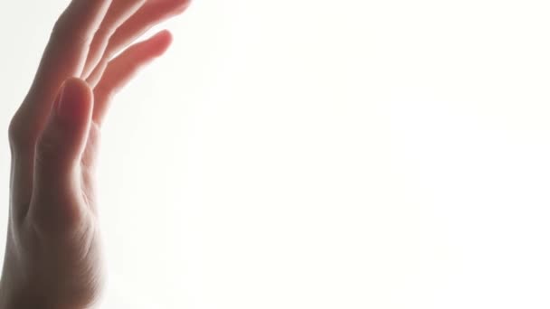 Belas Mãos Mulheres Mantêm Óleo Cosmético Uma Garrafa Branca Transparente — Vídeo de Stock
