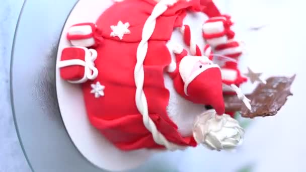 Дизайн Рождественский Торт Сахарной Пасты — стоковое видео