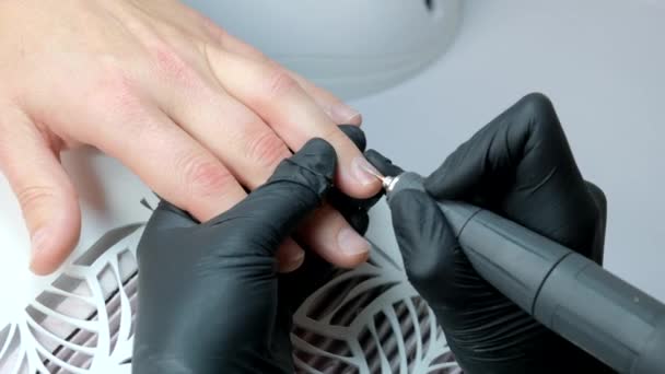 Manicure Profissional Para Homem Pela Máquina Manicure — Vídeo de Stock