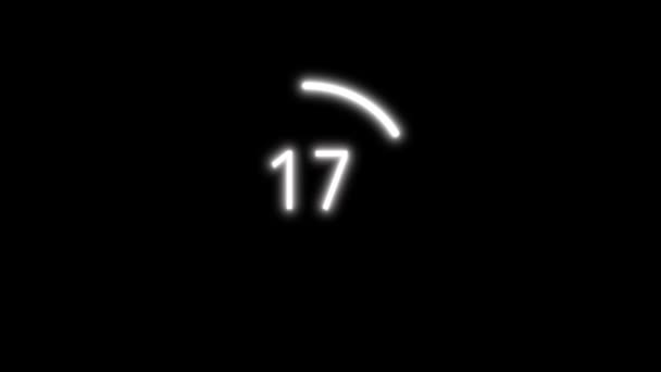 在黑色背景上的霓虹灯白色圆圈中0到100个数字的动画化 — 图库视频影像