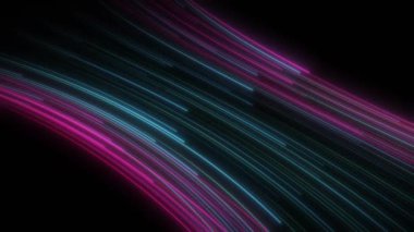 Işık ve çizgiler koyu arkaplanda hızla hareket ediyor. 3d canlandırma