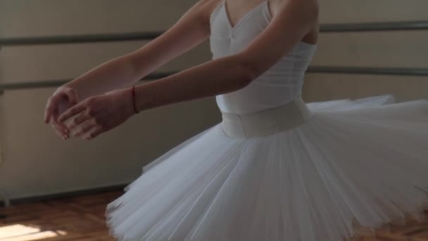 Beyaz Etekli Bir Balerin Çok Güzel Dans Ediyor — Stok video