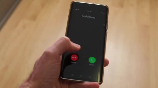 Невідомий Дзвінок Від Шахраїв Мобільному Телефоні — стокове відео