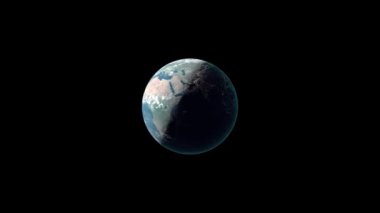 Siyah arka planda uzaydan Dünya 'nın animasyonu. 4k.