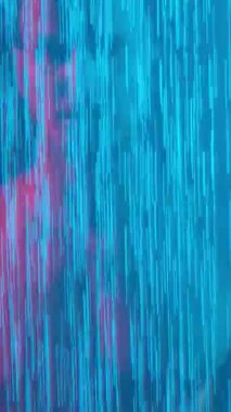 Portrait of a young pumped-up guy in the shower with fog in neon light on a black background. Vertical video.