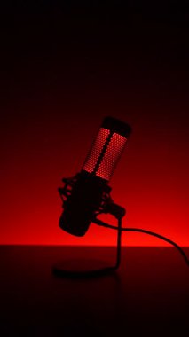 Canlı ve renkli ışıklandırma efektlerini parlak bir tasarıma entegre eden çağdaş bir mikrofon.