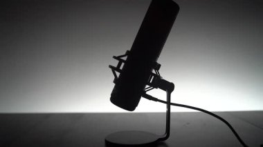 Canlı ve renkli ışıklandırma efektlerini parlak bir tasarıma entegre eden çağdaş bir mikrofon.