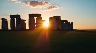 Stonehenge Sunset: Antik Monoliths Altın Işık Banyosu