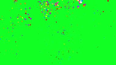 Çoklu Renkli Konfeti Kağıt Parçacıkları Düşen Yeşil Ekran Arkaplanı