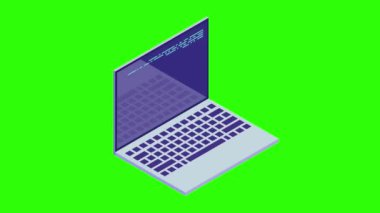Programlama Yazılım Geliştirme Isometric Laptop Kod Döngüsü Canlandırması