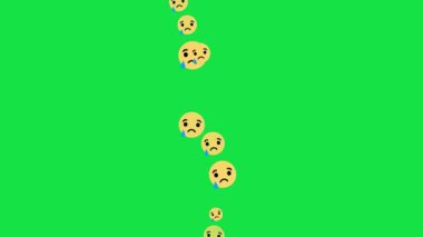 Facebook Üzgün Emoji Uçuşan Yeşil Ekran 