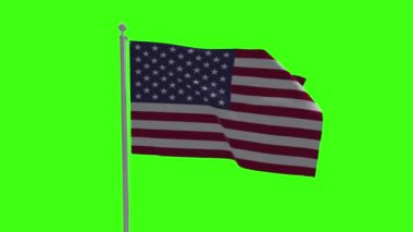 Amerika Birleşik Devletleri Kutup Yeşil Ekran Arkaplanında Bayrak Sallıyor