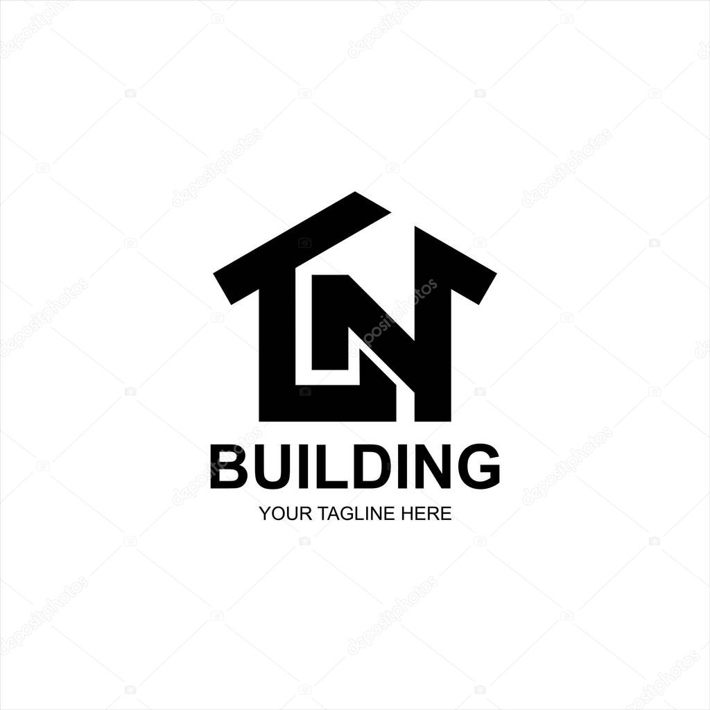 Building logo cn initial icon with creative vector illustration