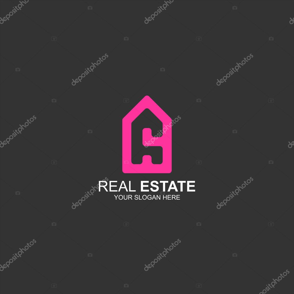 Letter a logo icon for building or real estate with creative illustration