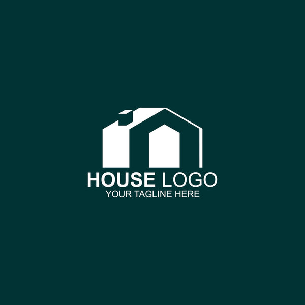 Diseño Del Logotipo Casa Para Construcción Bienes Raíces Con Ilustración — Vector de stock