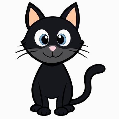 Çizgi film sevimli siyah kedi yavrusu..